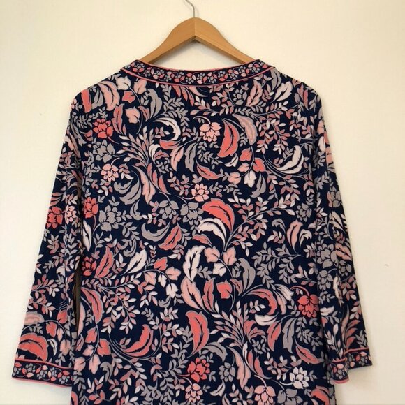 BCBGMAXAZRIA Calico Dress Navy Blue Pink Floral 3/4 Sleeve Cutout Mini Shift XS - Picture 10 of 11